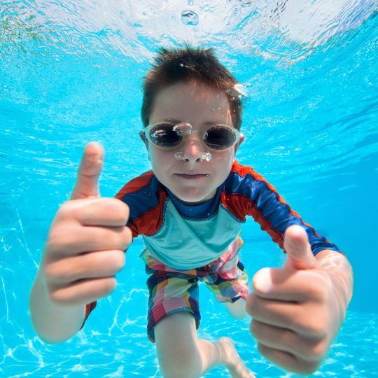 Boy excited about swimming